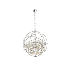 Geneva 6 light polished nickel Chandelier Golden Teak (Smoky) Royal Cut crystal