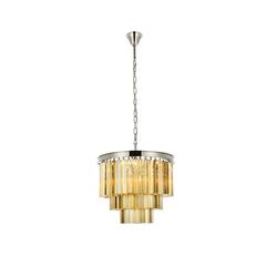 Sydney 9 light polished nickel Chandelier Golden Teak (Smoky) Royal Cut Crystal