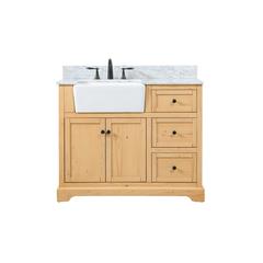 42 inch Single bathroom vanity in natural wood with backsplash