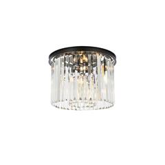 Sydney 6 light Matte Black Flush Mount Clear Royal Cut Crystal
