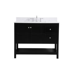 42 inch Single Bathroom Vanity in Black with Backsplash