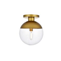 Eclipse 1 Light Brass Flush Mount With Clear Glass