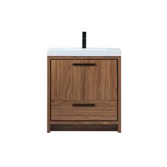30 inch Single bathroom vanity in walnut brown