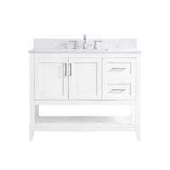 42 inch Single Bathroom Vanity in White with Backsplash