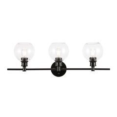 Collier 3 light Black and Clear glass Wall sconce