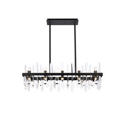Serena 36 inch crystal rectangle chandelier in black