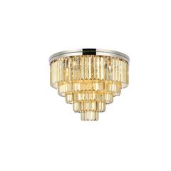 Sydney 17 light polished nickel Flush Mount Golden Teak