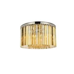 Sydney 8 light polished nickel Flush Mount Golden Teak (Smoky) Royal Cut Crystal
