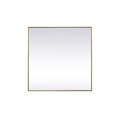 Metal Frame Square Mirror 42 inch in Brass