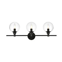 Jaelynn 3 light Black and Clear Bath Sconce