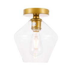Gene 1 light Brass and Clear glass Flush mount
