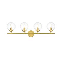 Ingrid 4 light Brass and Clear Bath Sconce