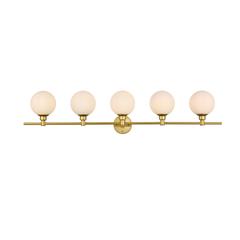 Cordelia 5 light Brass and frosted white Bath Sconce