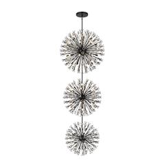 Vera 44 inch three tiers crystal starburst chandelier in black