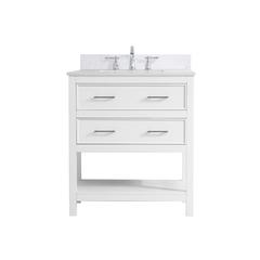 30 inch Single Bathroom Vanity in White with Backsplash