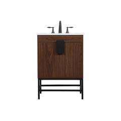 24 inch Single bathroom vanity in walnut