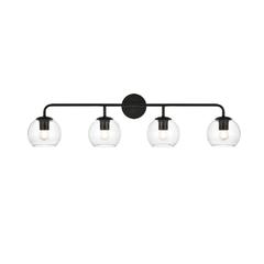 Genesis 4 light Black and Clear Bath Sconce