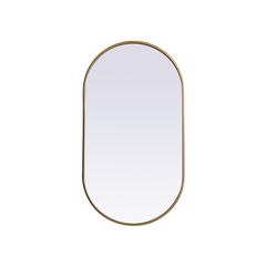 Metal Frame Oval Mirror 20x36 Inch in Brass