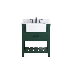 30 inch Single bathroom vanity in green with backsplash