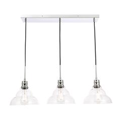 Clive 3 light Chrome and Clear seeded glass pendant