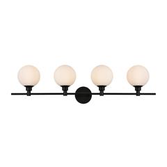 Cordelia 4 light Black and frosted white Bath Sconce