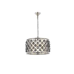 Madison 6 light polished nickel Pendant Silver Shade (Grey) Royal Cut Crystal