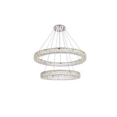 Monroe 36 inch LED double ring chandelier in chrome