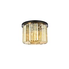Sydney 6 light Matte Black Flush Mount Golden Teak (Smoky) Royal Cut Crystal