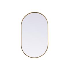 Metal Frame Oval Mirror 24x40 Inch in Brass