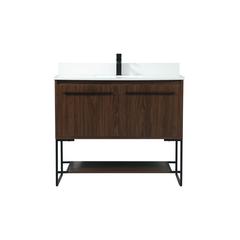 40 inch Single bathroom vanity in walnut with backsplash
