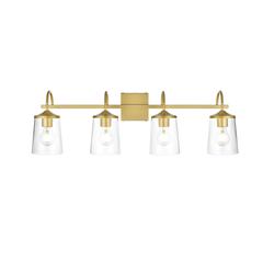 Avani 4 light Brass and Clear Bath Sconce