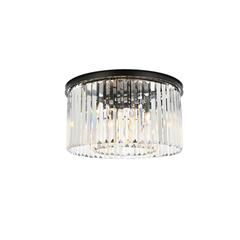 Sydney 8 light Matte Black Flush Mount Clear Royal Cut Crystal