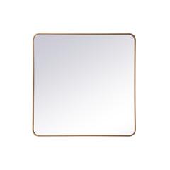 Soft corner metal rectangular mirror 36x36 inch in Brass