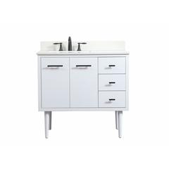 36 inch Single bathroom vanity in white with backsplash