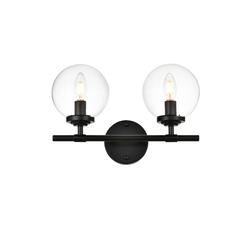 Ingrid 2 light Black and Clear Bath Sconce