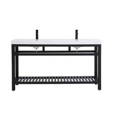 60 inch Double Bathroom Metal Vanity in Black