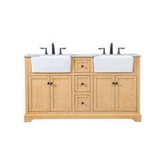 60 inch double bathroom vanity in natural wood