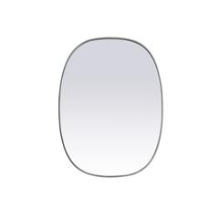 Metal Frame Oval Mirror 30x40 Inch in Silver