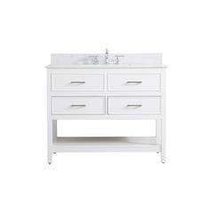 42 inch Single bathroom vanity in white with backsplash