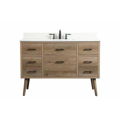 48 inch Single bathroom vanity in natural oak with backsplash