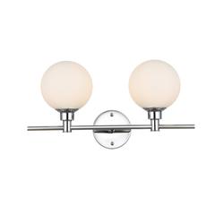 Cordelia 2 light Chrome and frosted white Bath Sconce