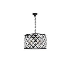 Madison 6 light Matte Black Pendant Clear Royal Cut Crystal