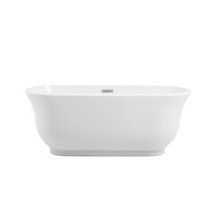 59 inch Soaking Bathtub in Glossy White with Brushed Nickel Trim