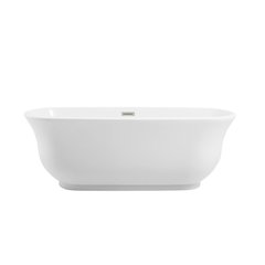 67 inch Soaking Bathtub in Glossy White with Brushed Nickel Trim