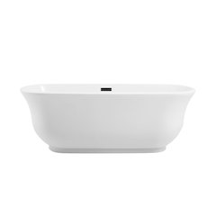 67 inch Soaking Bathtub in Glossy White with Matte Black Trim