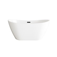 59 inch Soaking Bathtub in Glossy White with Matte Black Trim