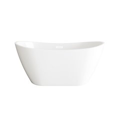 59 inch Soaking Bathtub in Glossy White with Polished White Trim
