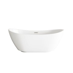 62 inch Soaking Bathtub in Glossy White with Brushed Nickel Trim