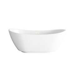 67 inch Soaking Bathtub in Glossy White with Polished White Trim