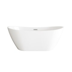 72 inch Soaking Bathtub in Glossy White with Brushed Nickel Trim